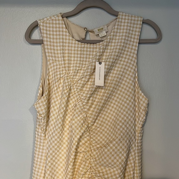 Maeve Anthropologie Rushed Gingham Dress Size 12 NWT Yellow - Picture 9 of 16